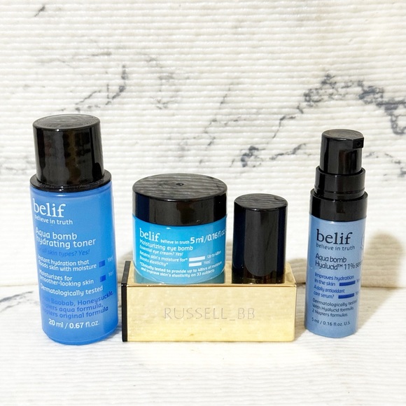 belif Other - Belif K-Beauty Skincare Set: Aqua Bomb Toner, Serum & Moisturizing Eye Balm